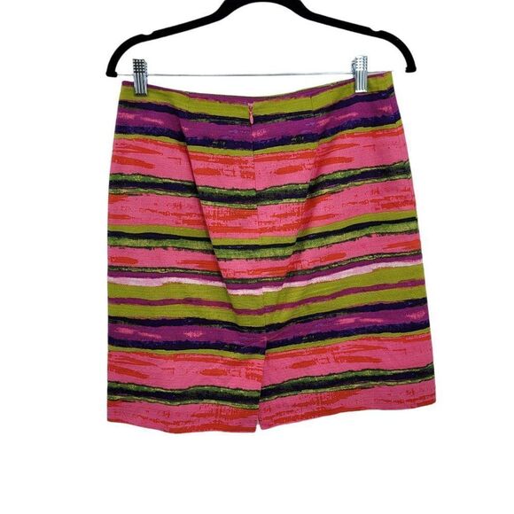 Ann Taylor Skirt Womens 6 Cotton Dopamine Vivid Rainbow Striped Mini Pencil - Picture 3 of 6
